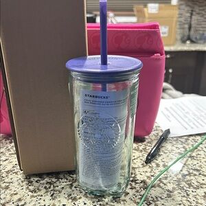 Starbucks Glass Tumbler with Lavender Lid